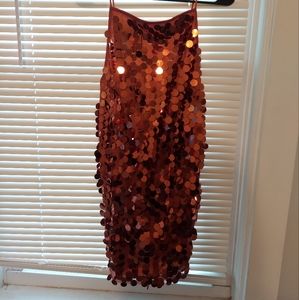 Motel Rocks Orange Sequin Mini Dress